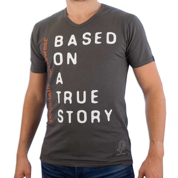 Bild von Pouchain - True Story V-Ausschnitt T-shirt - Grau