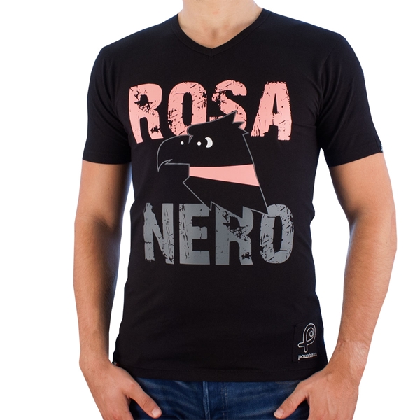 Bild von Pouchain - Rosa Nero V-Ausschnitt T-shirt - Schwarz